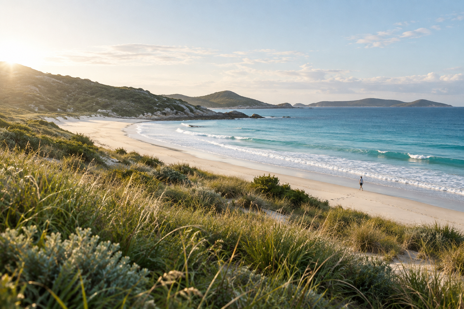 Sunrise over an open Australian coastline
